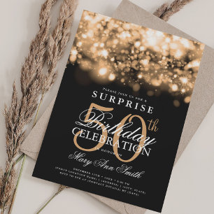 Elegant SURPRISE 50th Birthday Luxurious Gold Invitation