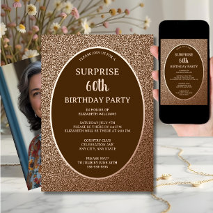Elegant Surprise 60th Birthday Digital or Paper  Invitation