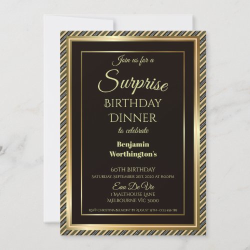 Elegant Surprise 60th Birthday Dinner Invitation