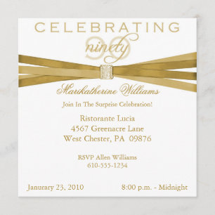 Elegant Surprise 90th Birthday Party Invitations