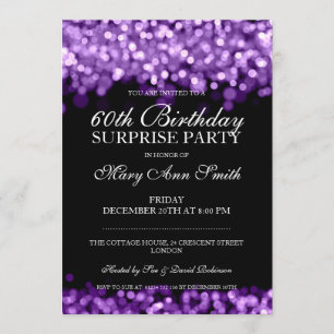Elegant Surprise Birthday Party Purple Lights Invitation