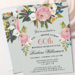Elegant SURPRISE Handpainted 60th Birthday Party  Invitation<br><div class="desc">Start this special Surprise 60th birthday celebration in a elegant style with this beautifully hand painted invitation with colorful yet gentle flowers -- leading with blush pink and greenery, yet adding interesting other touches of color. All of the text can be personalized for your party including the guest of honor's...</div>
