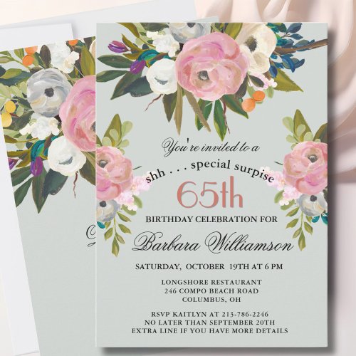 Elegant SURPRISE Handpainted 65th Birthday Party 