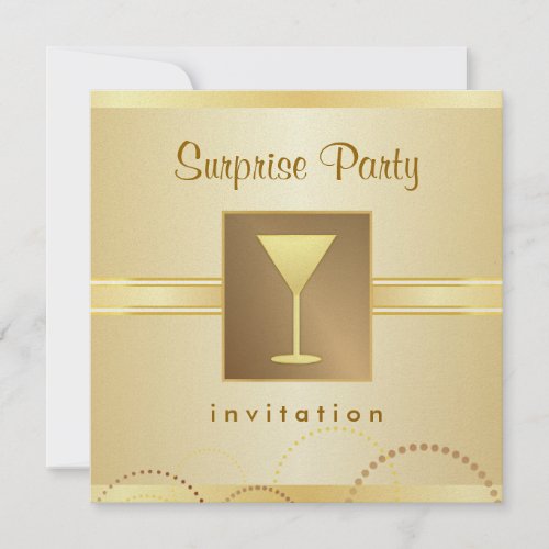 Elegant Surprise Party Invitations - Metallic Gold
