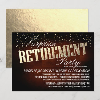 Elegant Surprise Retirement Party Invitations
