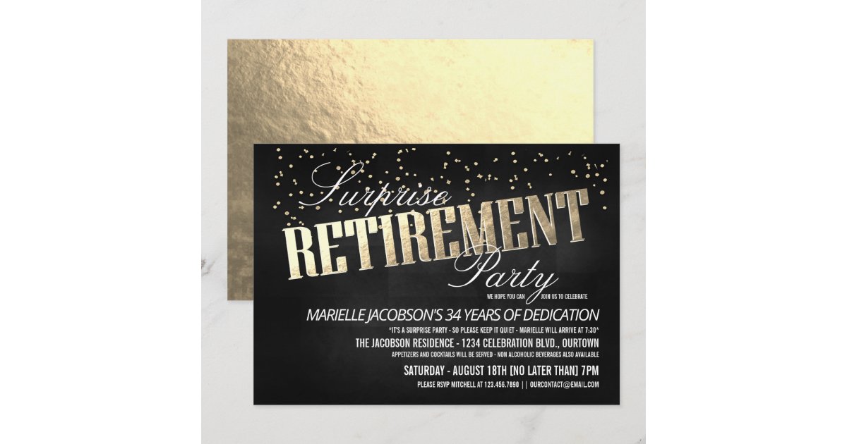 Elegant Surprise Retirement Party Invitations | Zazzle
