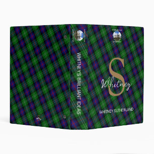 Elegant Sutherland Scottish Tartan Monogram Name Mini Binder