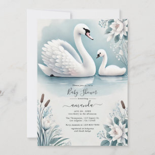 Elegant Swan and Cygnet Baby Shower Invitation
