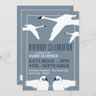 Elegant Swan, Birthday Invitation