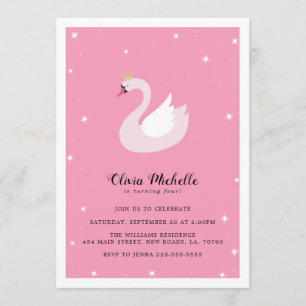 Elegant Swan Birthday Invitations