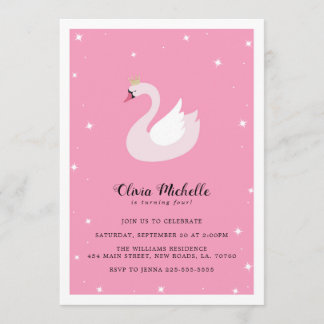 Elegant Swan Birthday Invitations