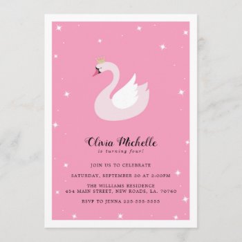Elegant Swan Birthday Invitations by fancypaperie at Zazzle