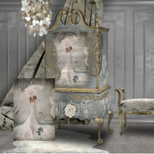 Elegant Swan Bridal Portrait Lady with a Parasol Tissue Paper