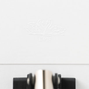 Elegant Swan Couple Wedding Monogram  Embosser