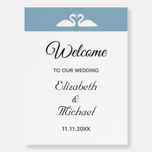 Elegant Swan Couple Welcome to Our Wedding Foam Board