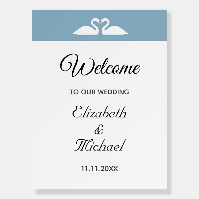 Elegant Swan Couple Welcome to Our Wedding Foam Board (Front)