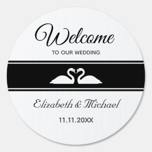 Elegant Swan Couple Welcome to Our Wedding Sign