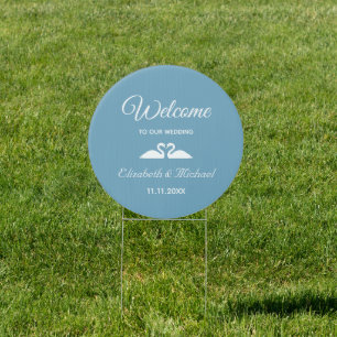 Elegant Swan Couple Welcome to Our Wedding Sign