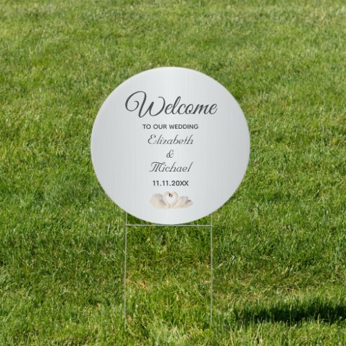 Elegant Swan Couple Welcome Wedding Sign