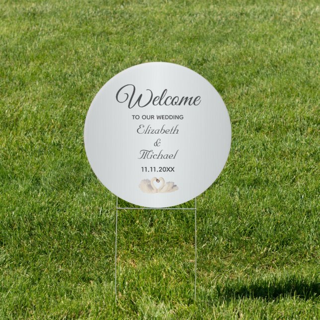 Elegant Swan Couple Welcome Wedding Sign (Insitu)