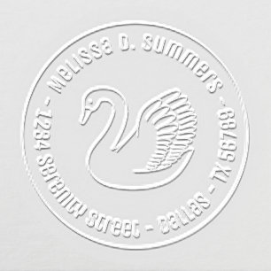 Elegant Swan Custom Round Address Embosser