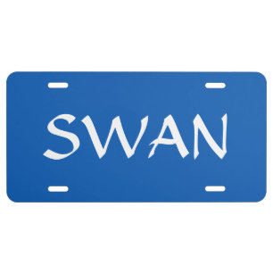 Elegant Swan Editable Text on Lake Blue License Plate