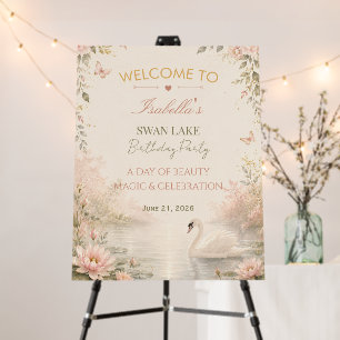 Elegant Swan Lake Birthday Foam Board