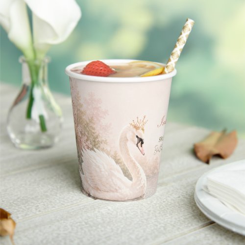 Elegant Swan Lake Birthday Paper Cups