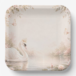 Elegant Swan Lake Birthday Paper Plates