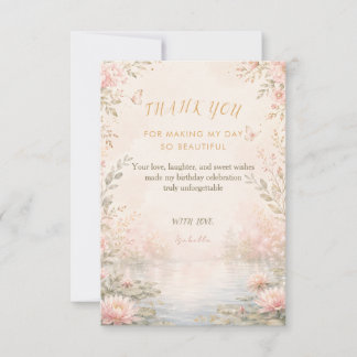 Elegant Swan Lake Birthday Thank You Card