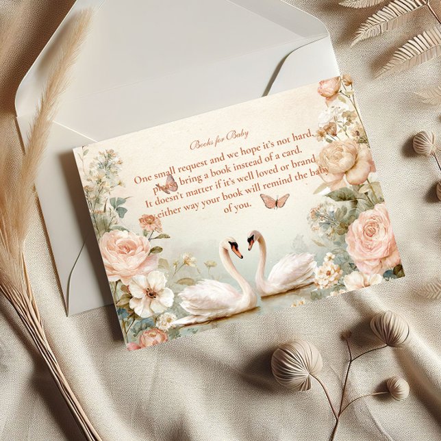 Elegant Swan Lake Floral Books for Baby  Enclosure Card (Creator Uploaded)