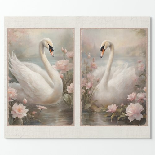 Elegant Swan Lake Pink Water Lily Floral Wrapping Paper