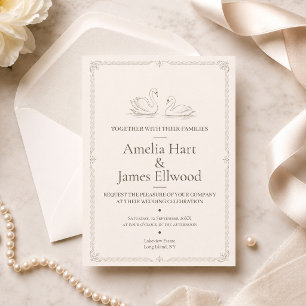 Elegant Swan Old Money Wedding Invitation