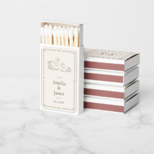 Elegant Swan Old Money Wedding Matchboxes