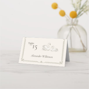 Elegant Swan Old Money Wedding Place Card