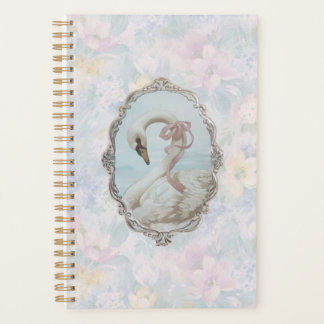 Elegant Swan & Pastel Floral Notebook