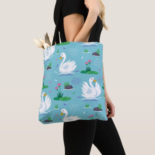 Elegant Swan Pattern Tote Bag