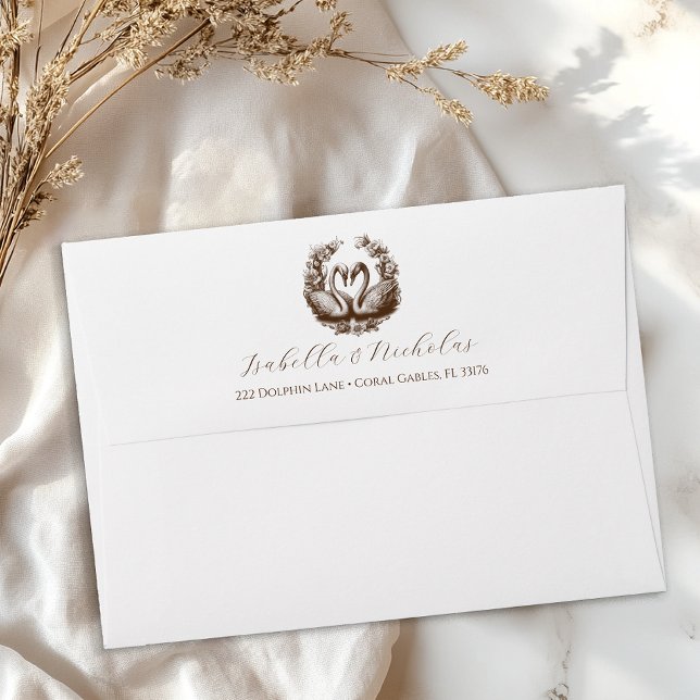 Elegant Swan Return Address Envelope (Romantic Envelope )