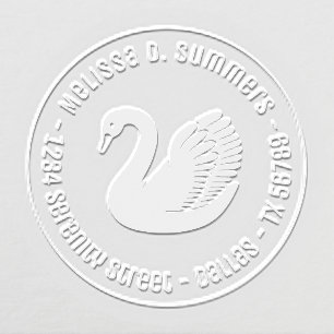 Elegant Swan Round Custom Address Embosser