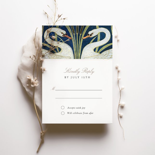 Elegant Swan RSVP Invitation for Wedding (Creator Uploaded)