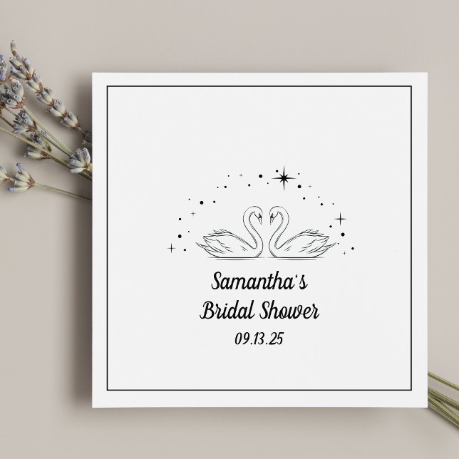 Elegant Swan Vintage Hand Drawn Chic Bridal Shower Napkins (Creator Uploaded)