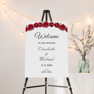 Elegant Swan Wedding Welcome & Flowers Foam Board
