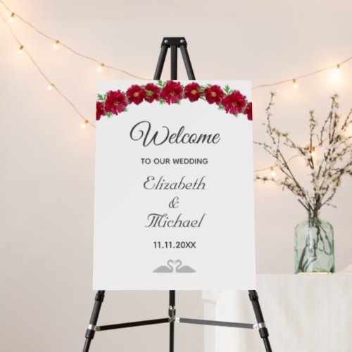 Elegant Swan Wedding Welcome  Flowers Foam Board