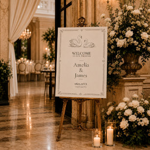 Elegant Swan Welcome Sign Old Money Wedding