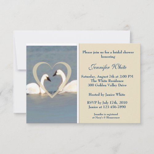 Elegant Swans Bridal Shower Invitation