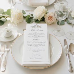 Elegant Swans Romantic Love Script Dinner Menu