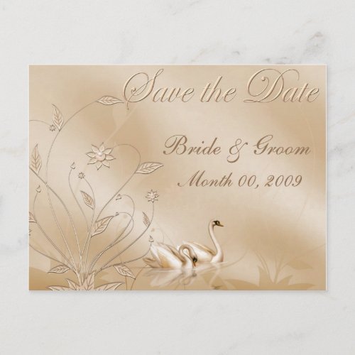 Elegant Swans Save the Date Postcards