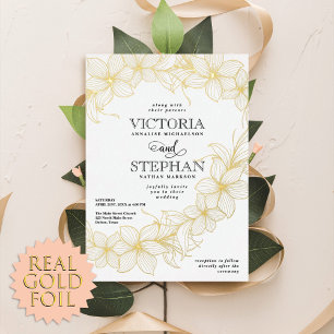 Elegant Sweeping Floral Botanical Spring Wedding Foil Invitation