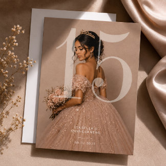 Elegant Sweet 15 Quinceañera Photo Invitation