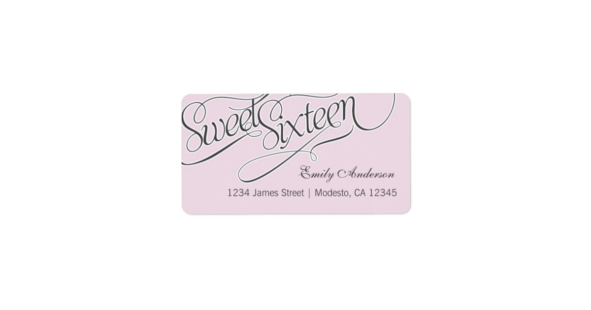 Elegant Sweet 16 Address Label in Pale Pink | Zazzle.com